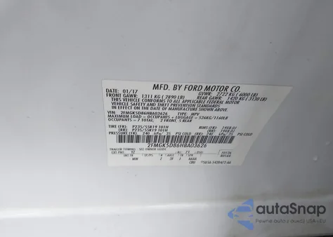 2017 Ford Flex Limited from USA, damaged, VIN 2FMGK5D86HBA03626